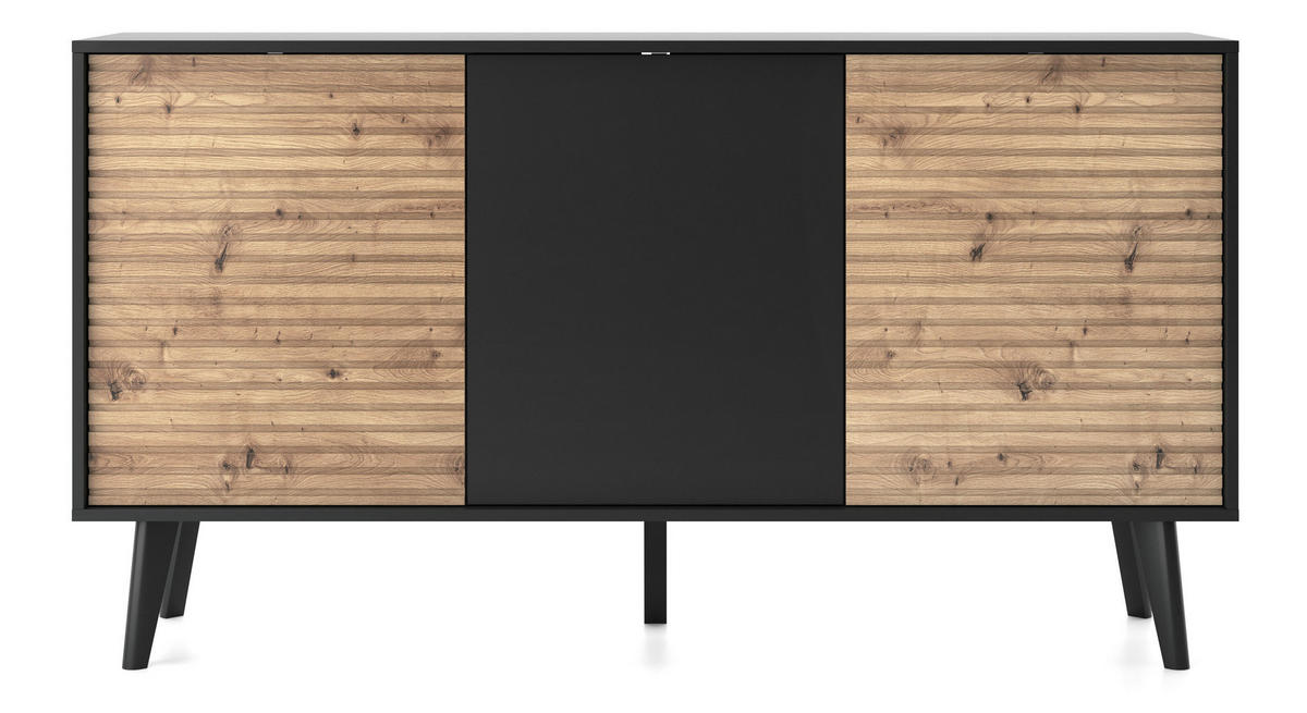 SIDEBOARD SCHWARZ - Schwarz, Holzwerkstoff (154/83/39cm) - FURNLUX