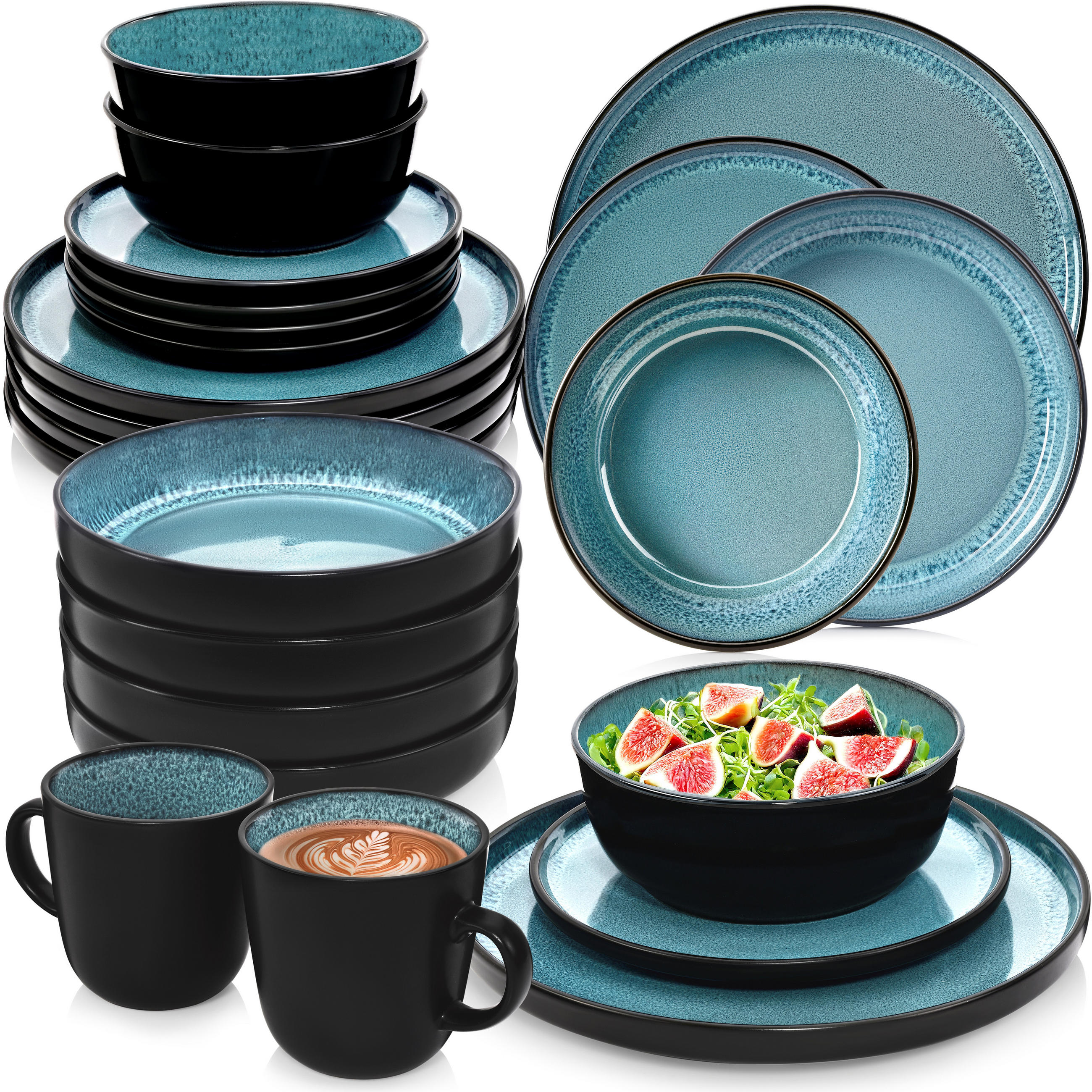 KOMBISERVICE VIGO - 30 teilig aus Steingut - Blau, Stein (27/10.4/27cm) - Sänger