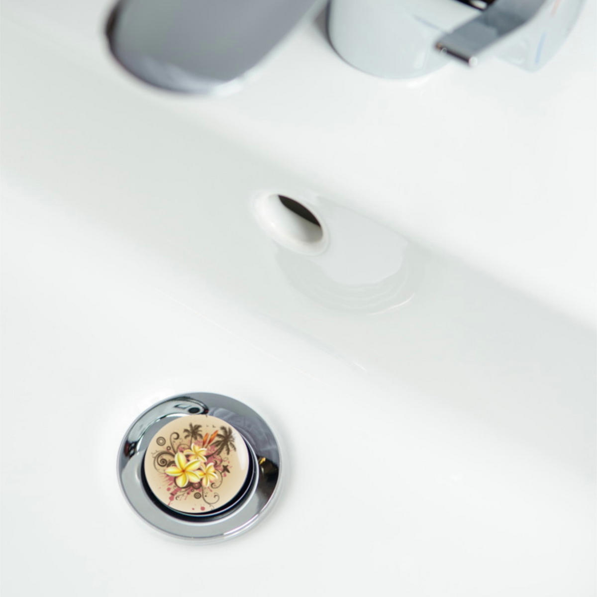 WASCHBECKENSTÖPSEL Tropical - Braun, Kunststoff/Metall (4/7/7cm) - Sanilo