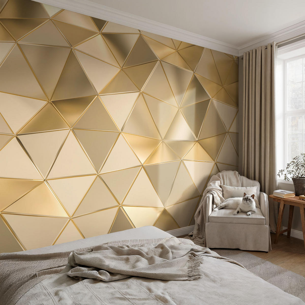 FOTOTAPETE 104x70 cm - Dreiecksmuster - Grau, Textil (104/70cm) - Wallfluent