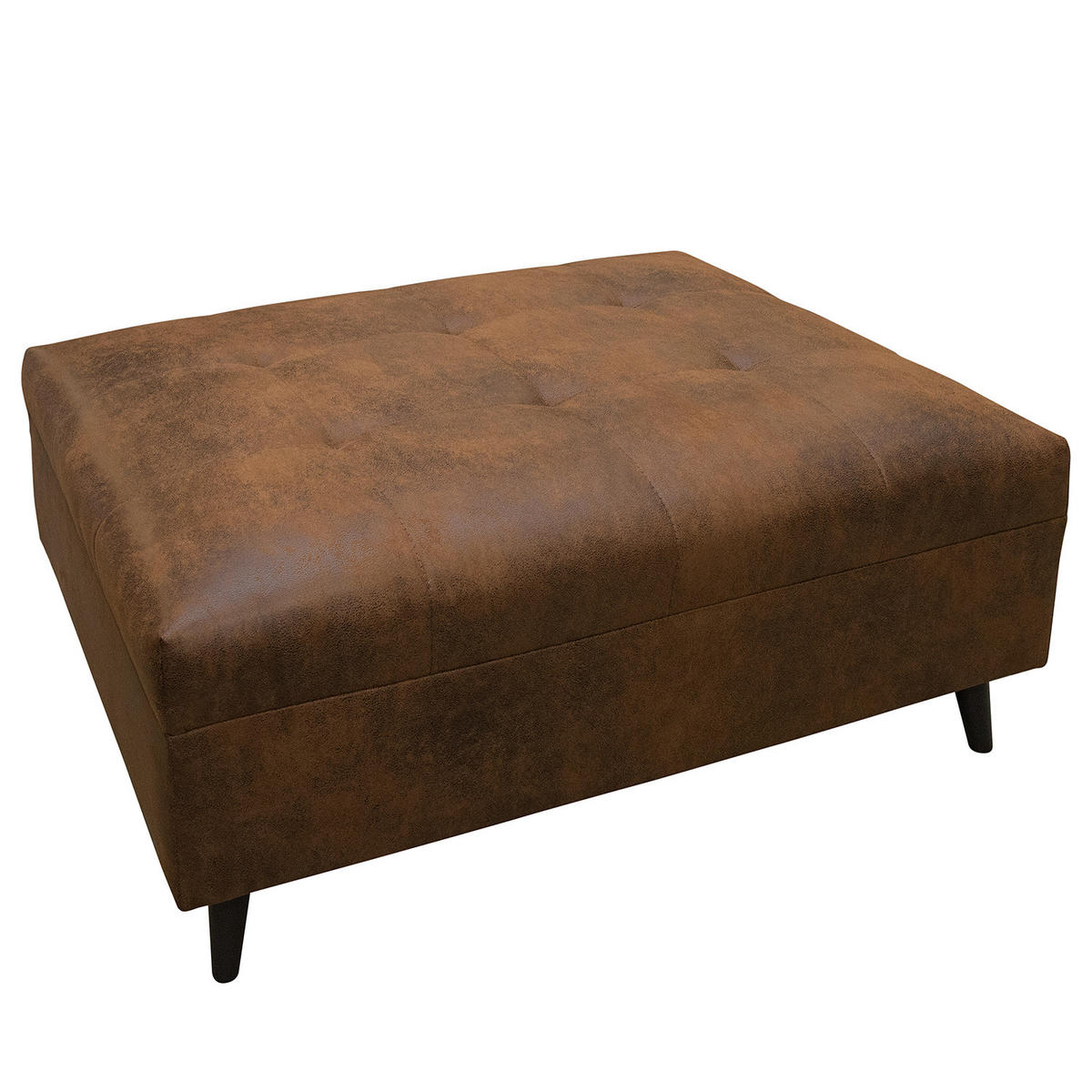 ECKSOFA mit Ottomane und Hocker - Schwarz/Braun, Birkenholz/Textil (247/174cm) - home24