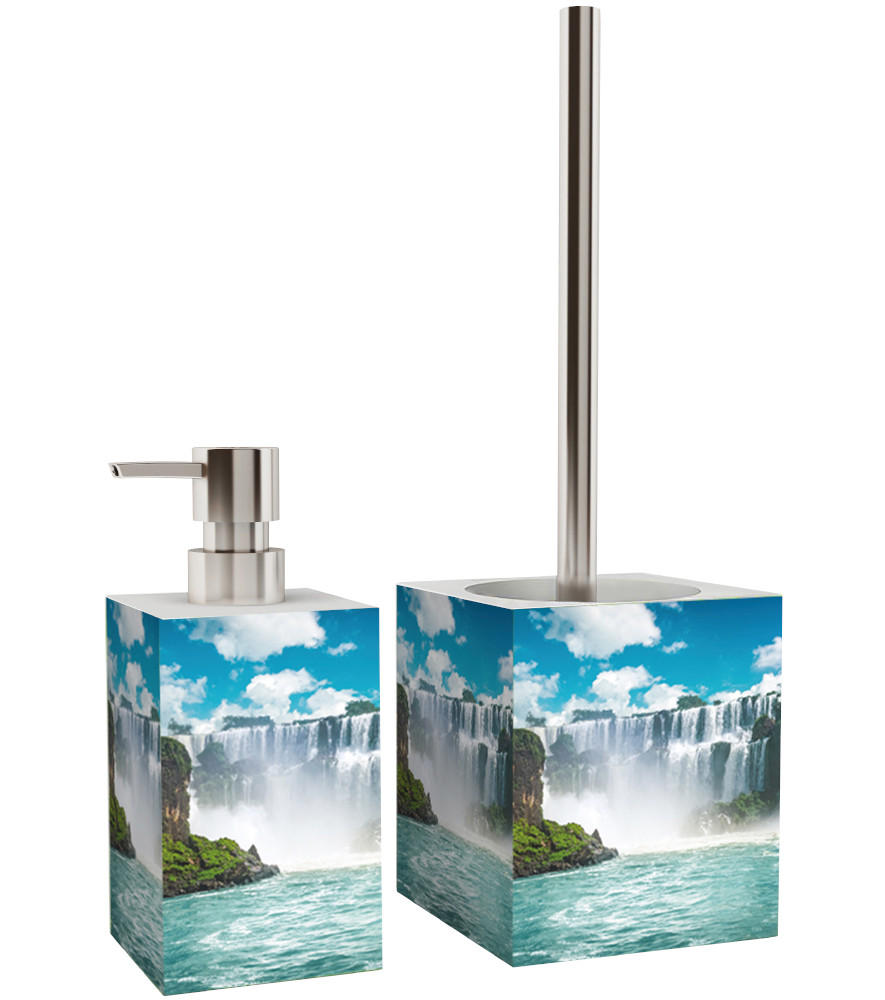 BADEZIMMER Set Wasserfall - Blau, Kunststoff (7/17/7cm) - Sanilo