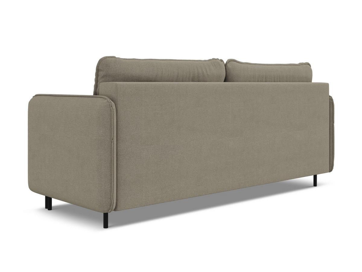 3-SITZER SOFA mit Schlaffunktion Strukturstoff Stoff Beige - Beige/Schwarz, Holz/Textil (226/90/92cm) - Makamii