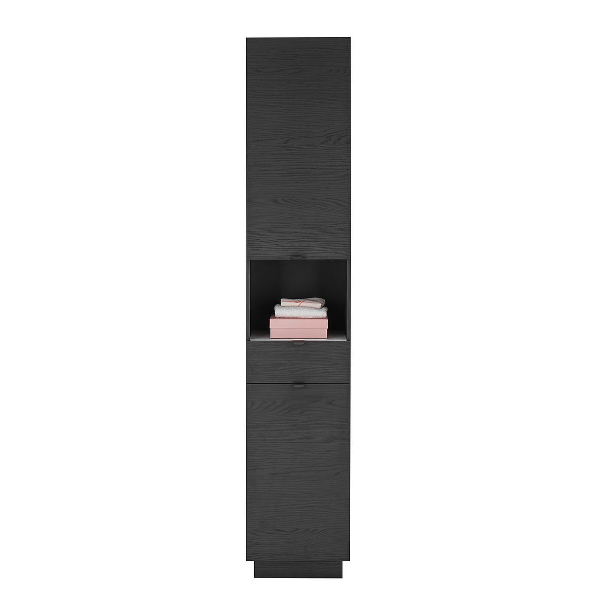 HOCHSCHRANK - Schwarz Struktur - Schwarz, Holzwerkstoff (38/195/32cm) - home24