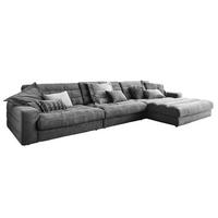 ECKSOFA XL LANA Grau Cord - Schwarz/Grau, Textil (416/205cm) - KAWOLA