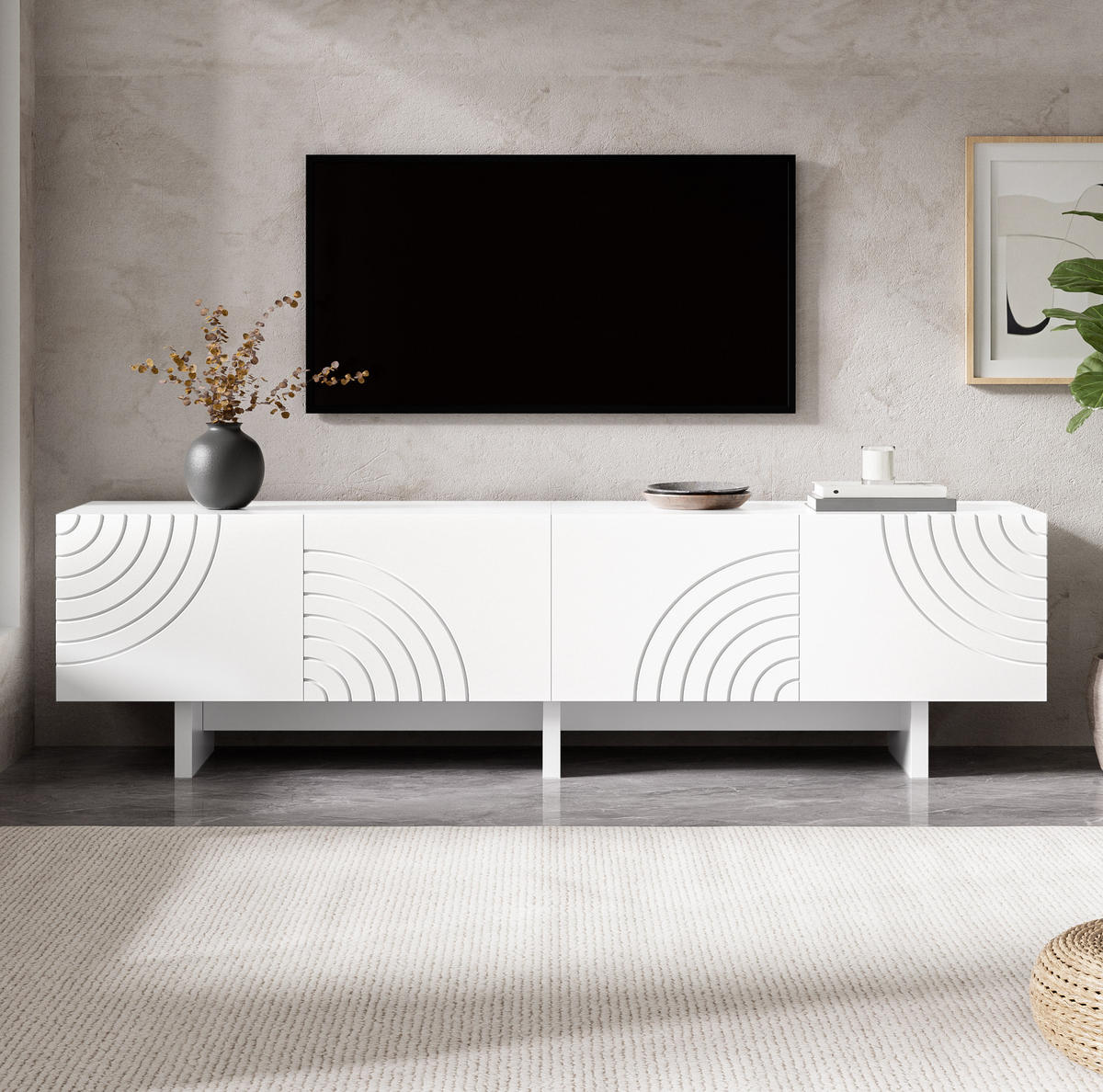 TV-LOWBOARD 170/35/50 cm weiß aus MDF und PB mit 4 Türen - Weiß, Holzwerkstoff (170/50/35cm) - OKWISH