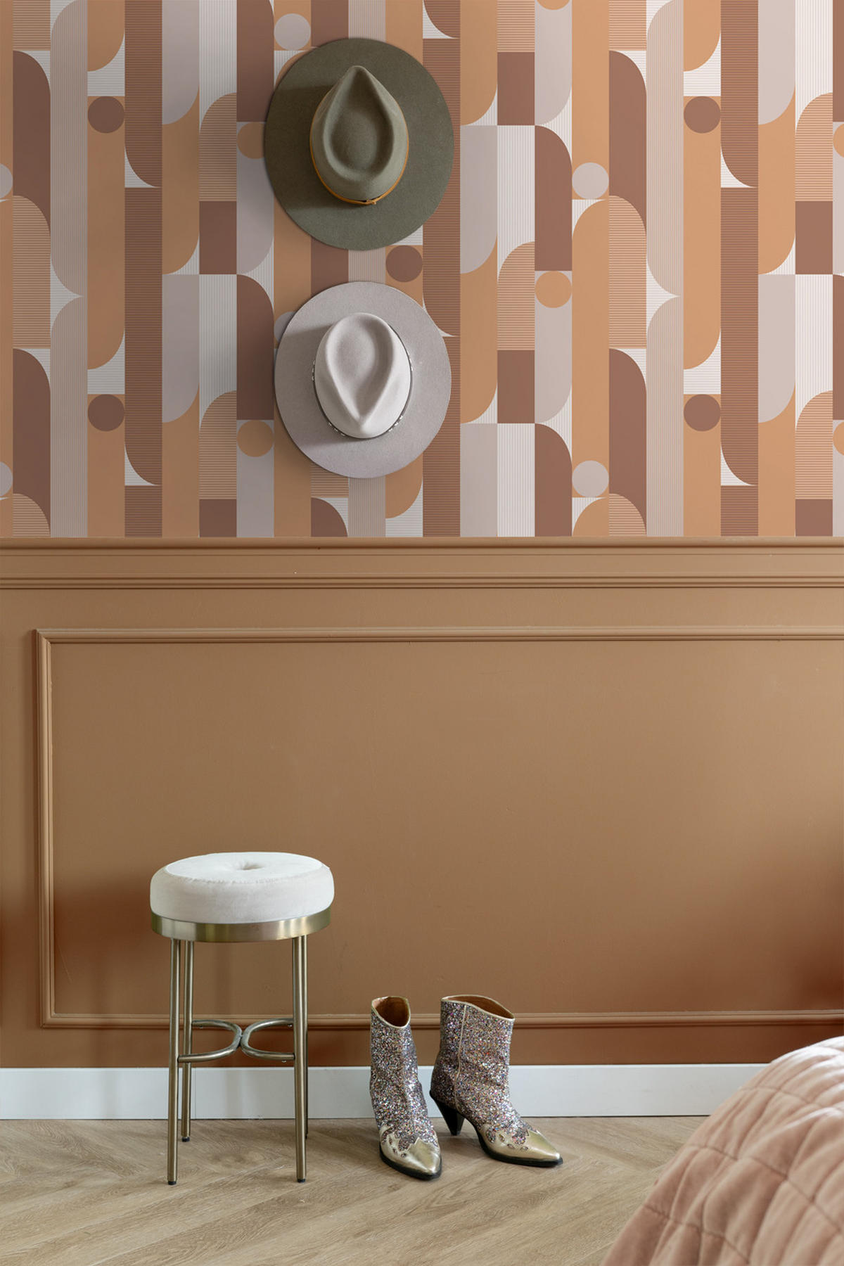 TAPETE geometrische Formen 50 x 900 cm - Braun, Papier (50/900cm) - ESTAhome