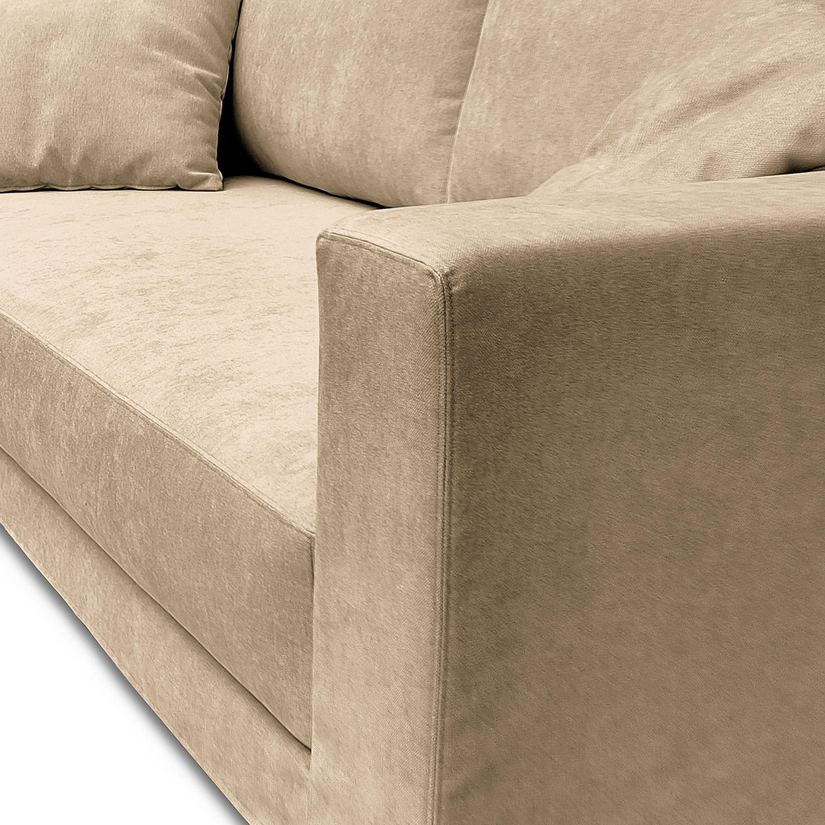 BIGSOFA mit Wechselbezug - Webstoff - Beige/Schwarz, Kunststoff/Textil (265/63/122cm) - home24