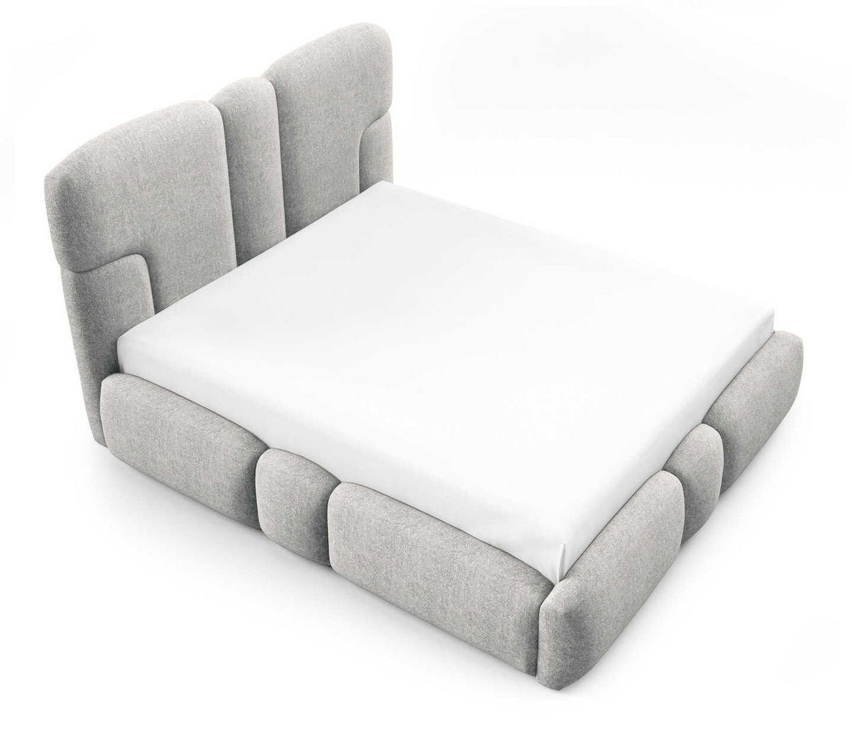POLSTERBETT 180x200 Safron mit LED, Metall-Lattenrost, Hellgrau - Hellgrau, Holz/Textil (180/200cm) - Emporius