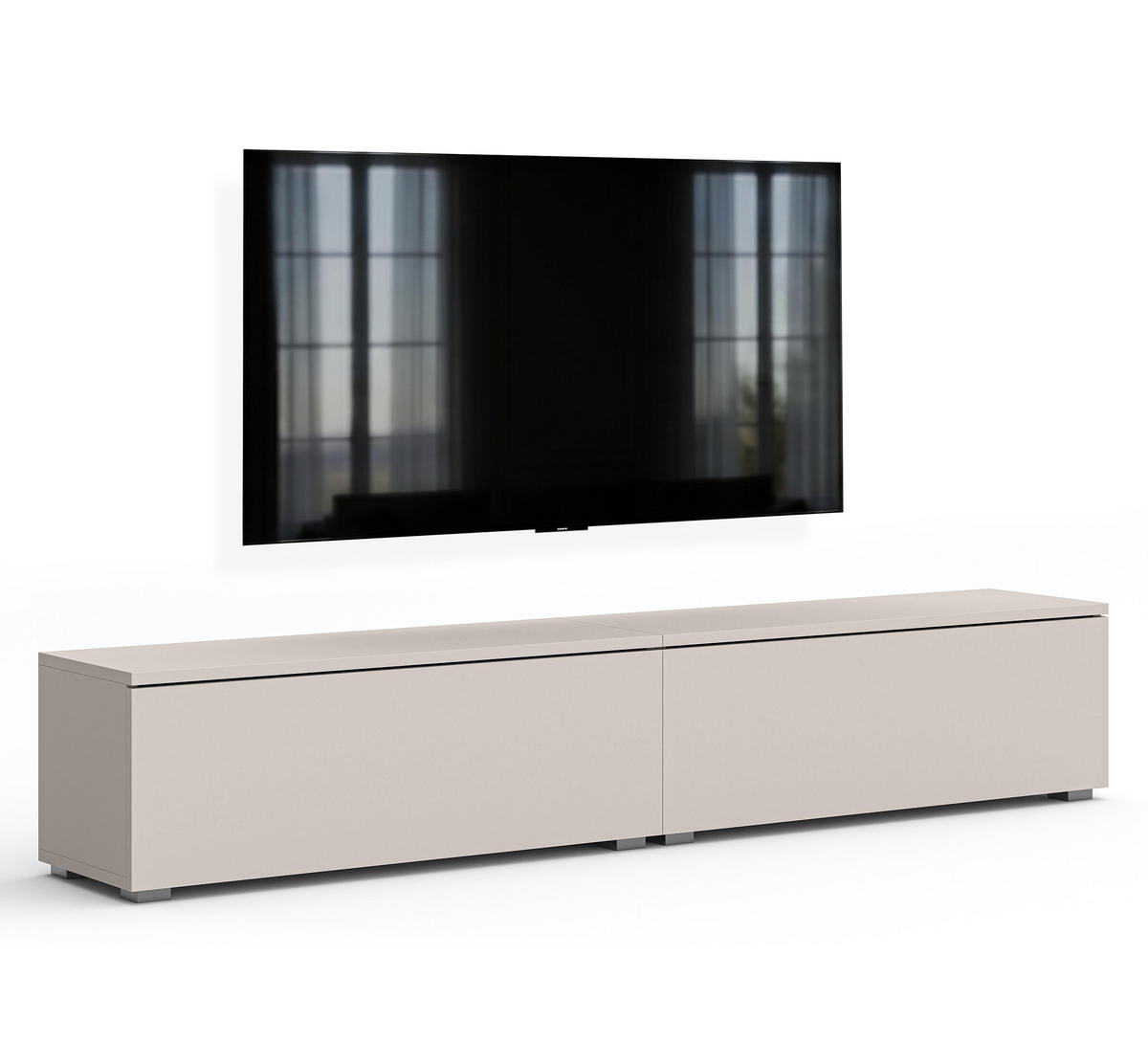LOWBOARD Barvo 2x100 Beige Kaschmir 200/36,5/32 cm – hängend oder stehend - Beige, Holzwerkstoff/Kunststoff (200/36.5/32cm) - AX Living
