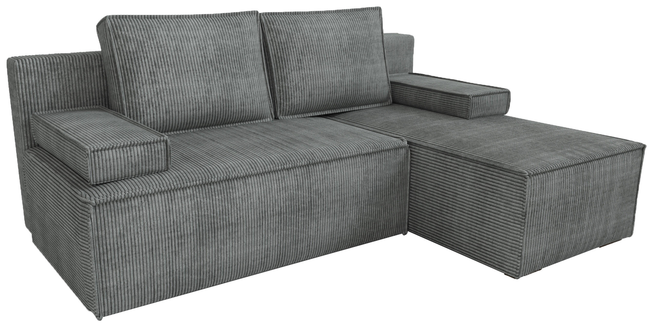 ECKSOFA Caspar mit Schlaffunktion Grau Cord - Grau, Textil (200/141cm) - Bromarkt