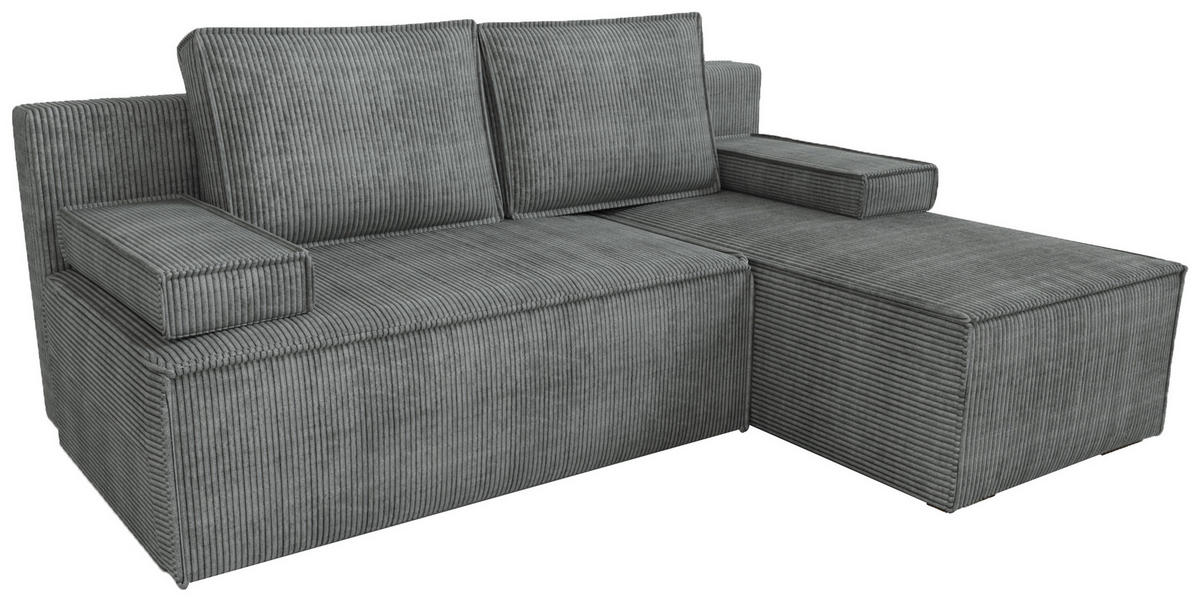 ECKSOFA Caspar mit Schlaffunktion Grau Cord - Grau, Textil (200/141cm) - Bromarkt