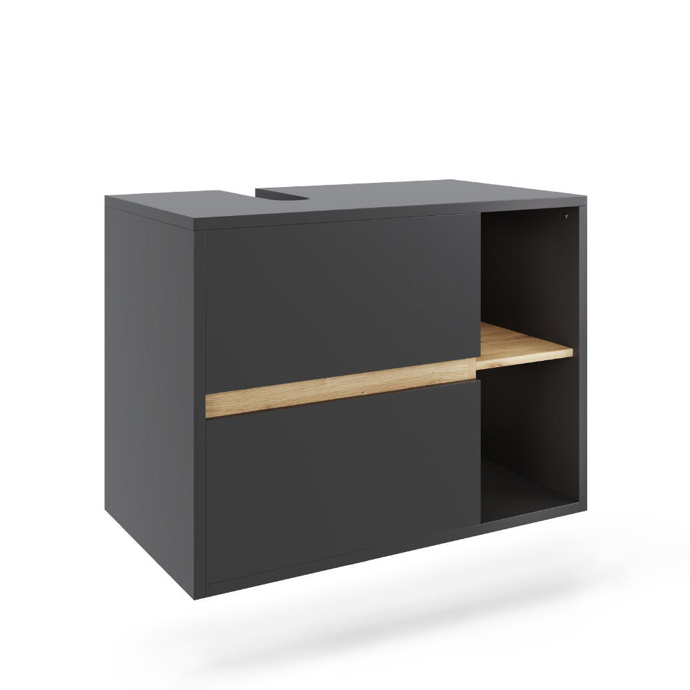 WASCHBECKENUNTERSCHRANK Viola Grau/Artisan 80 x 60 cm mit 2 Schubladen - Eiche Artisan/Grau, Holzwerkstoff (80/60/46cm) - Vicco