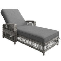 SONNENLIEGE Rattan Grau verstellbar Kissen wetterfest 1 Set - Grau, Metall (70/58/192cm) - FLIEKS