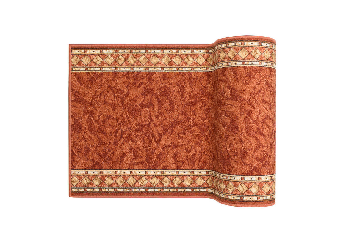 TEPPICHLÄUFER Anti-Rutsch Dunkelorange Braun rutschfest Gummiunterlage 80/1400 cm - Braun/Orange, Textil (80/1400cm) - Tapiso