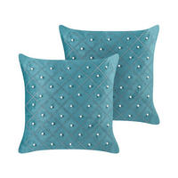 DEKOKISSEN 2er-Set Blaugrün 45/45 cm Yarrow - Türkis, Textil (45/45cm) - Beliani