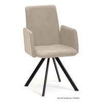 ARMLEHNSTUHL (2er-Set) Daune 52x92x60 Schwarz/Natur - Schwarz/Naturfarben, Kunststoff (60/92/52cm) - 58aufmkessel