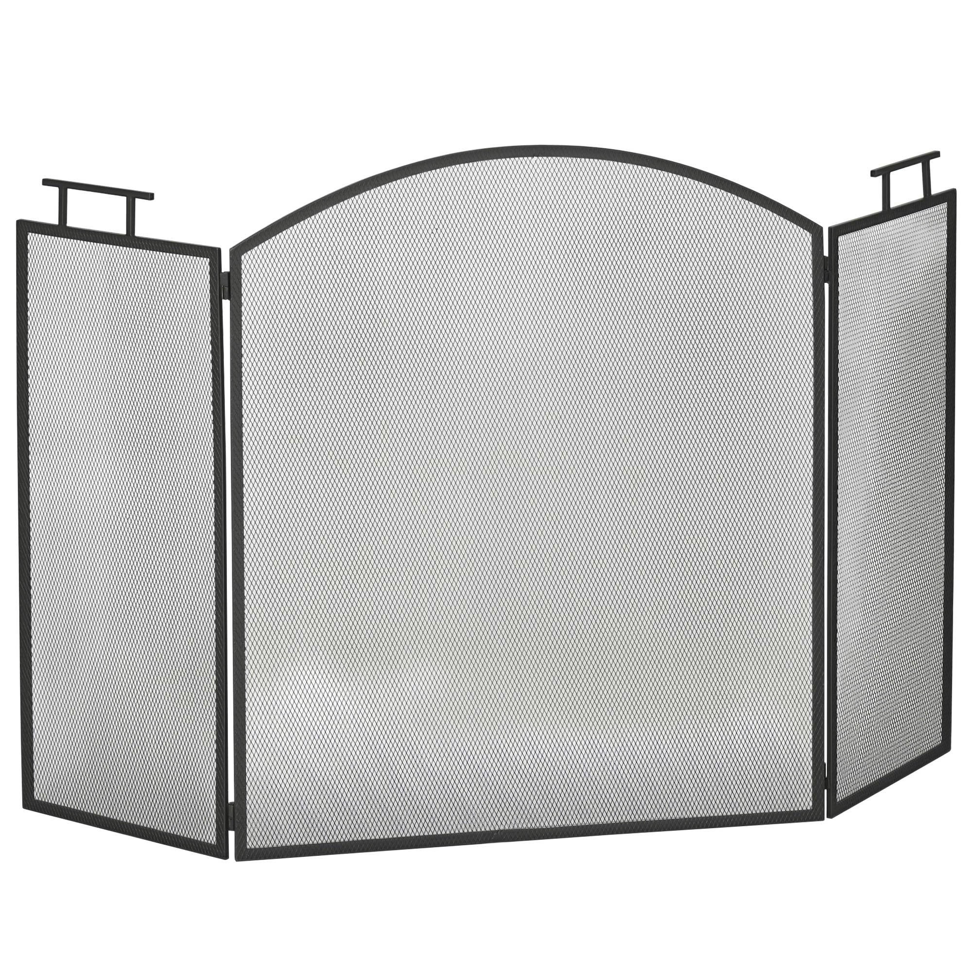 KAMINSCHIRM DE-17037 3 klappbare Flügel Schwarz - Schwarz, Metall (24/76.5/110cm) - ComfortXL
