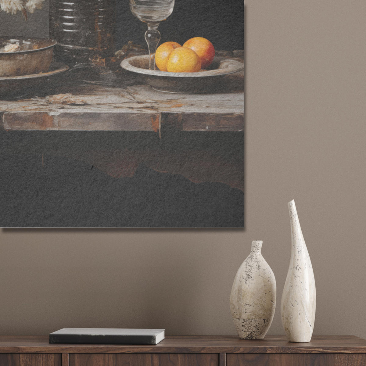 AKUSTIKPANEEL Stilleben - Blumen - Blumenstrauß - Vase - Wein 90x90 cm - Schwarz, Textil (90/0.9/90cm) - MuchoWow