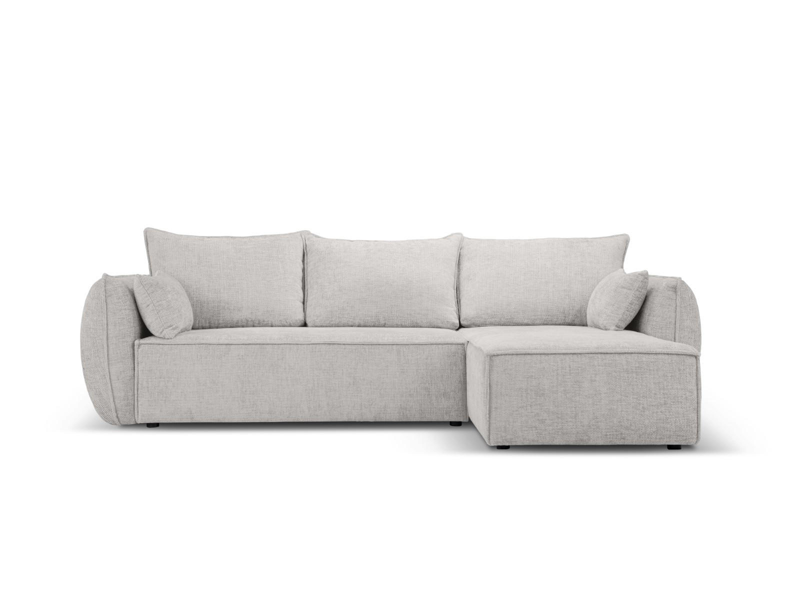 AUSKLAPPBARES-ECKSOFA rechts mit Container Kaelle aus Chenille-Stoff hellgrau 4 Sitzplätze - Hellgrau, Textil (165/252cm) - Micadoni