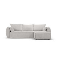 AUSKLAPPBARES-ECKSOFA rechts mit Container Kaelle aus Chenille-Stoff hellgrau 4 Sitzplätze - Hellgrau, Textil (165/252cm) - Micadoni