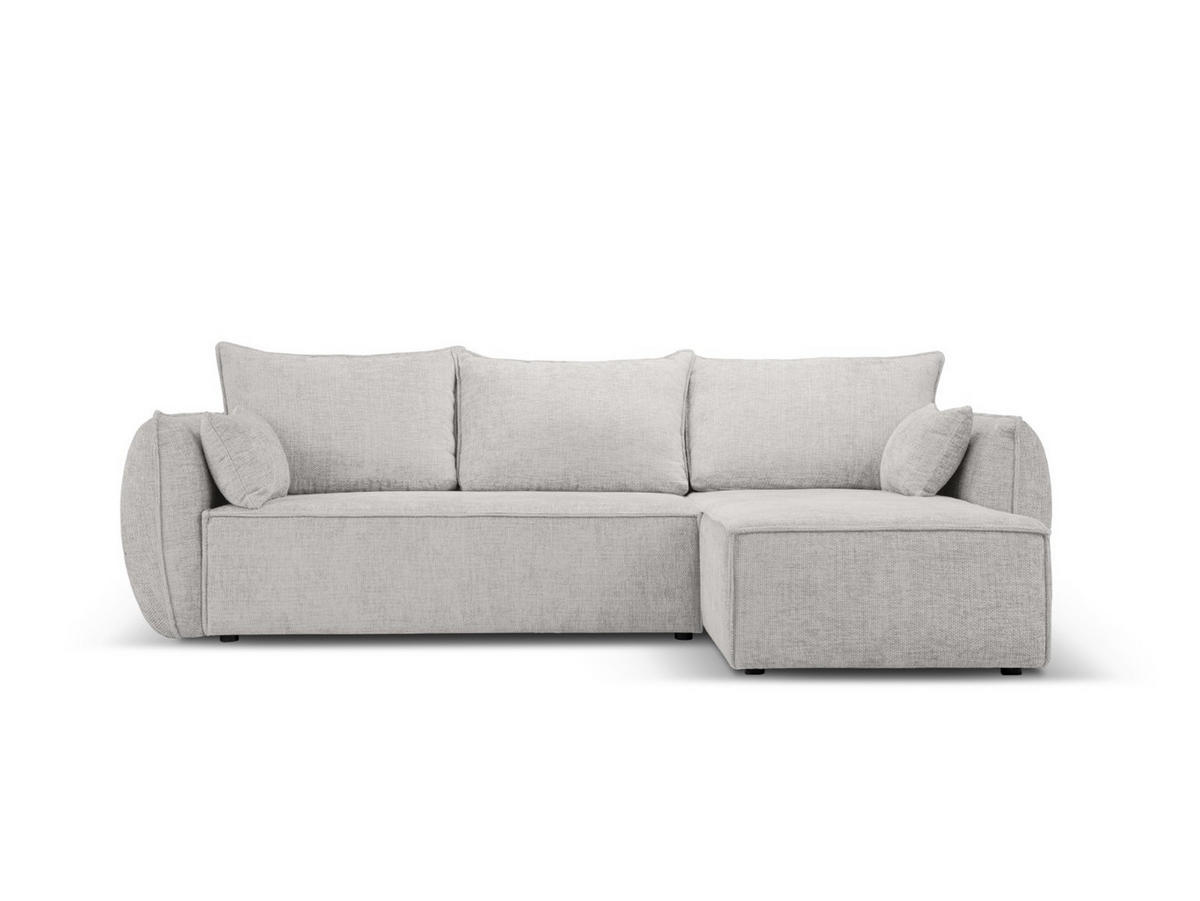 AUSKLAPPBARES-ECKSOFA rechts mit Container Kaelle aus Chenille-Stoff hellgrau 4 Sitzplätze - Hellgrau, Textil (165/252cm) - Micadoni