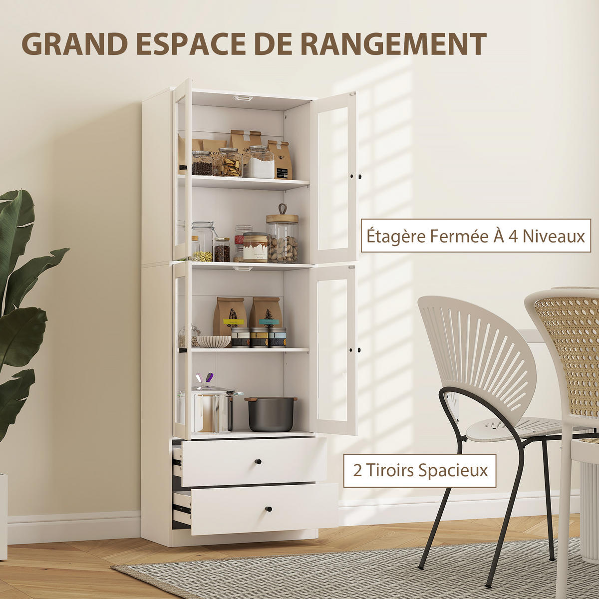 HIGHBOARD DE-11161 Glastüren Weiß Hochglanz - Weiß, Holzwerkstoff (30/170/59cm) - ComfortXL