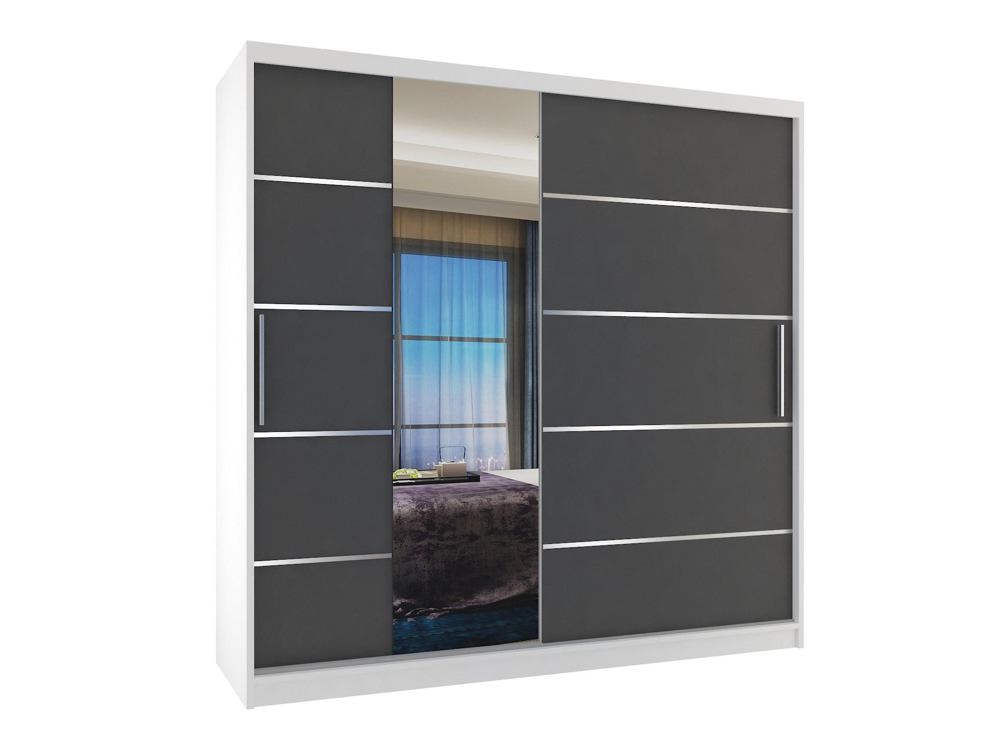 B BELINI GROUP POSUVNÁ SKŘÍŇ Verona MBP, Bílá/Šedá Mat, 200 cm, se zrcadlem