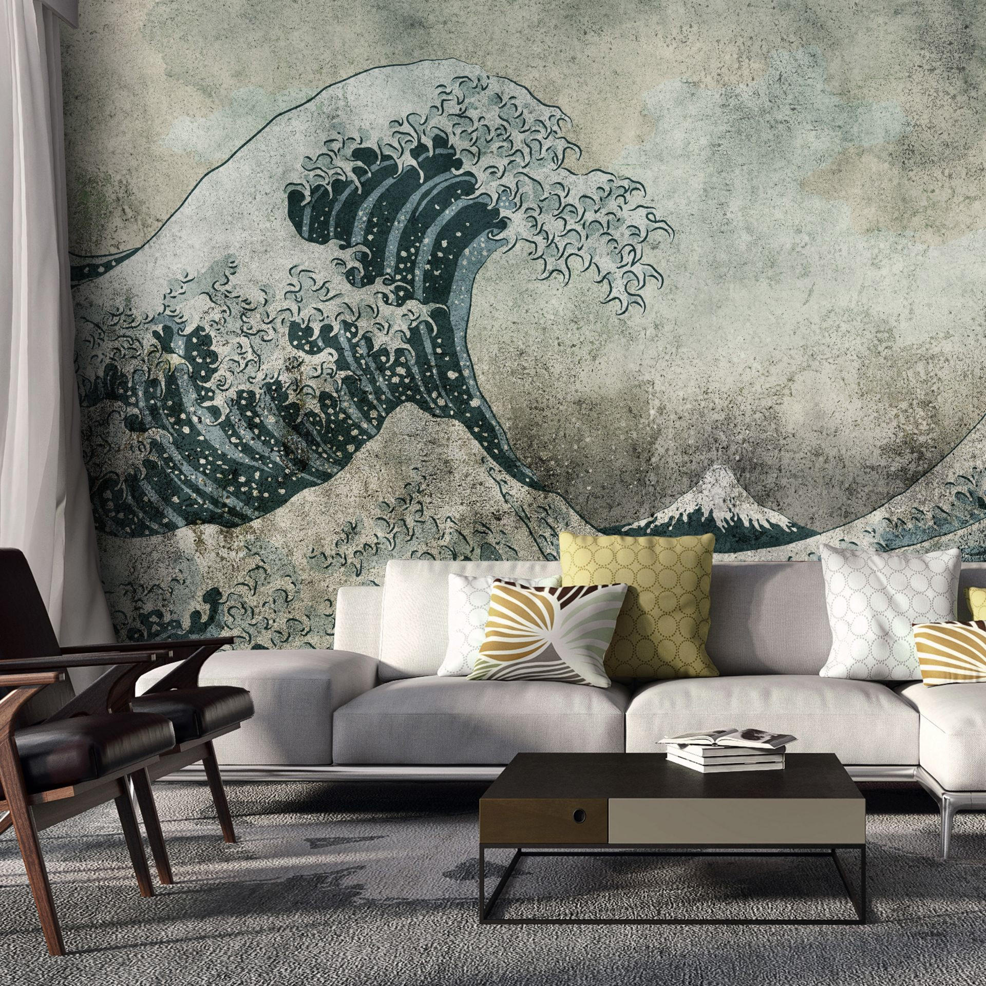 VLIESTAPETE Grau 400/280 cm - Blau/Grau, Textil (400/1cm) - KUNSTLOFT