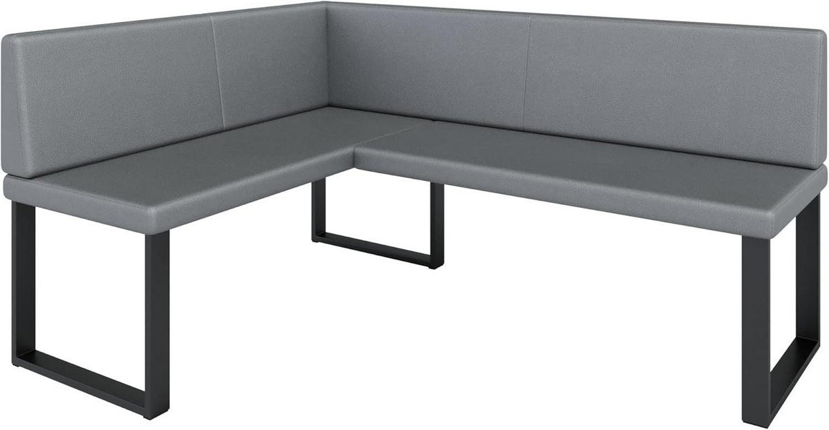 ECKBANK Alina - Kunstleder - 128 x 168 cm - Links - Grau - Grau, Leder/Metall (168/128cm) - AN-Moebel 4u
