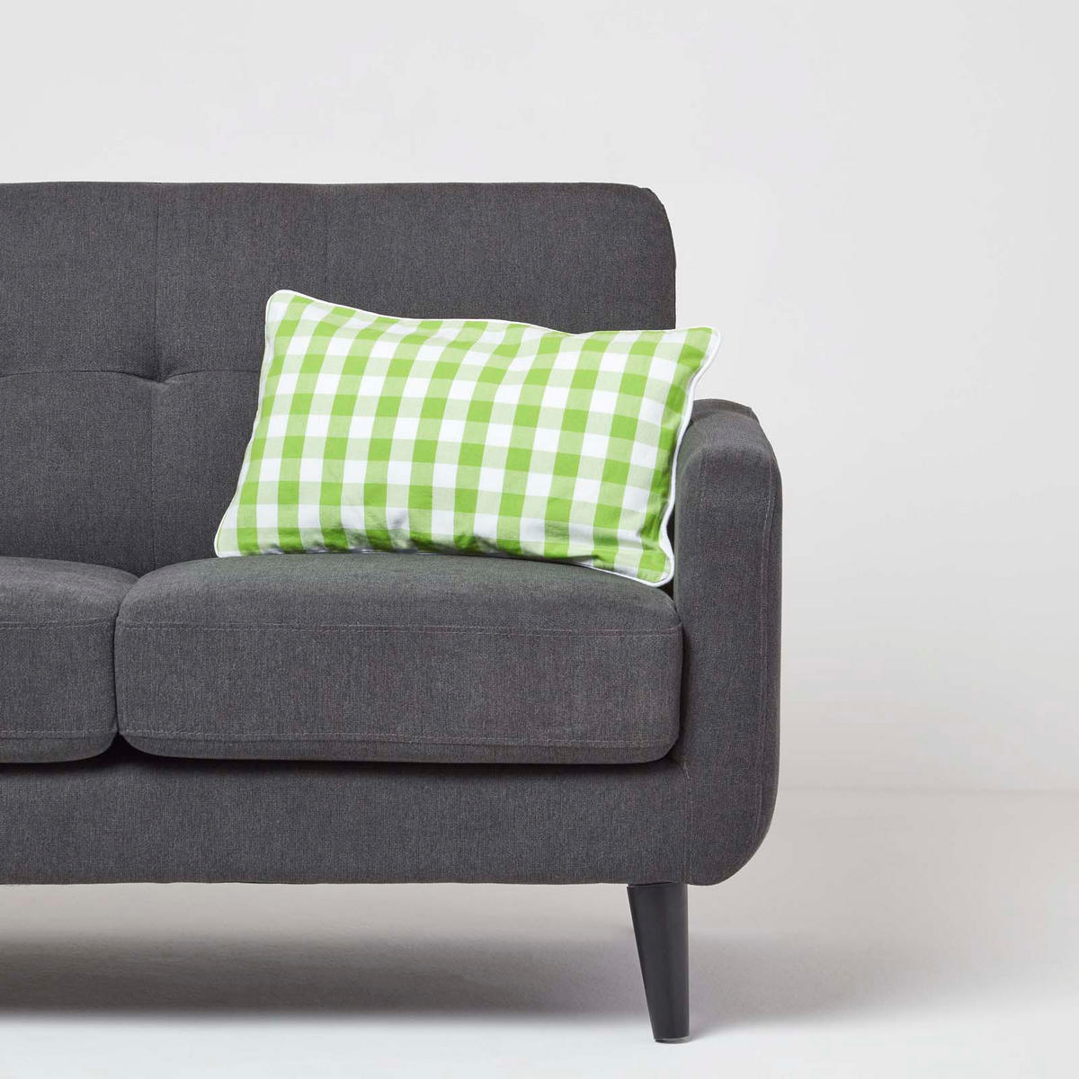 KISSENHÜLLE Karo-Muster 30/50 cm, 100% Baumwolle - Grün, Textil (30/50cm) - Homescapes