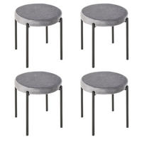 HOCKER 4er-Set, stapelbar, Dunkelgrau, Sitz in Samtoptik - Dunkelgrau, Metall (41.5/46/41.5cm) - MIVRAY