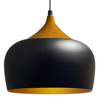 PENDELLEUCHTE Kreis 30/30 cm - Goldfarben/Schwarz, Holz/Metall (30/27cm) - Bamyum