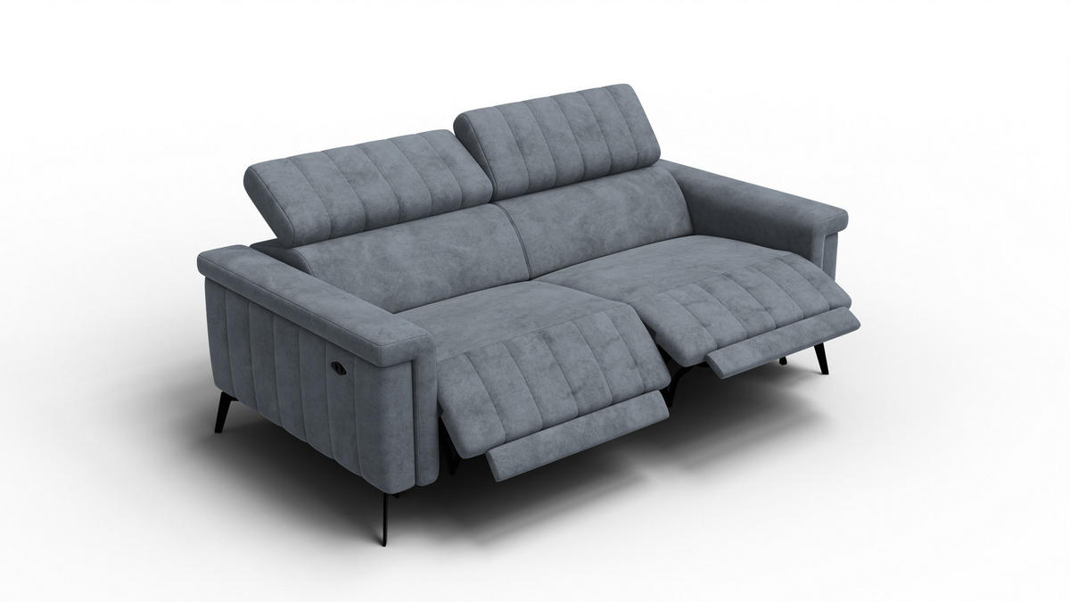 RELAXSOFA NORDEL 3-Sitzer, dunkelgrau - Dunkelgrau/Schwarz, Holz/Textil (194/80/105cm) - Courtois Laville