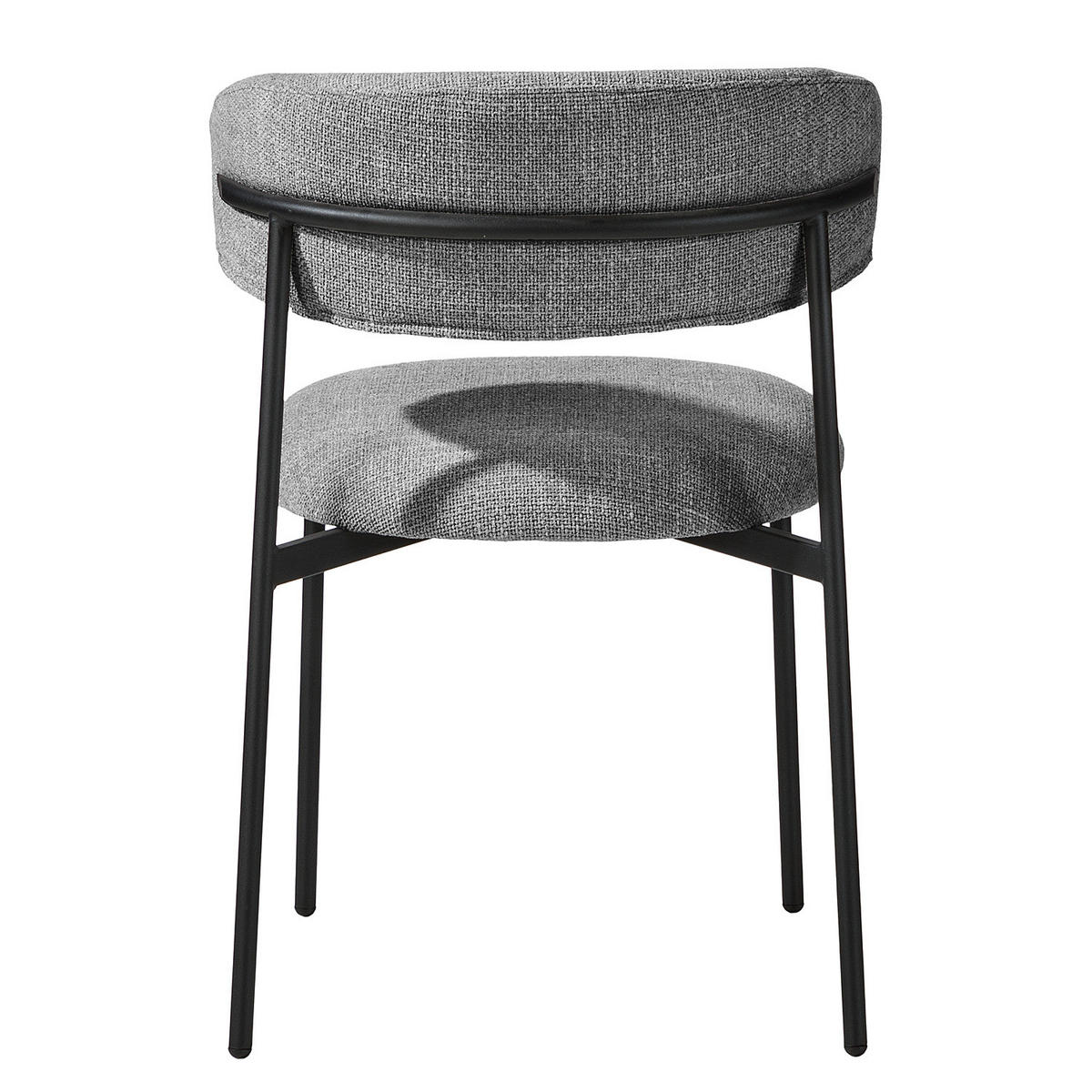 POLSTERSTUHL - 2er-Set - Strukturstoff / Edelstahl - Schwarz/Grau, Textil/Metall (55/79/58cm) - home24