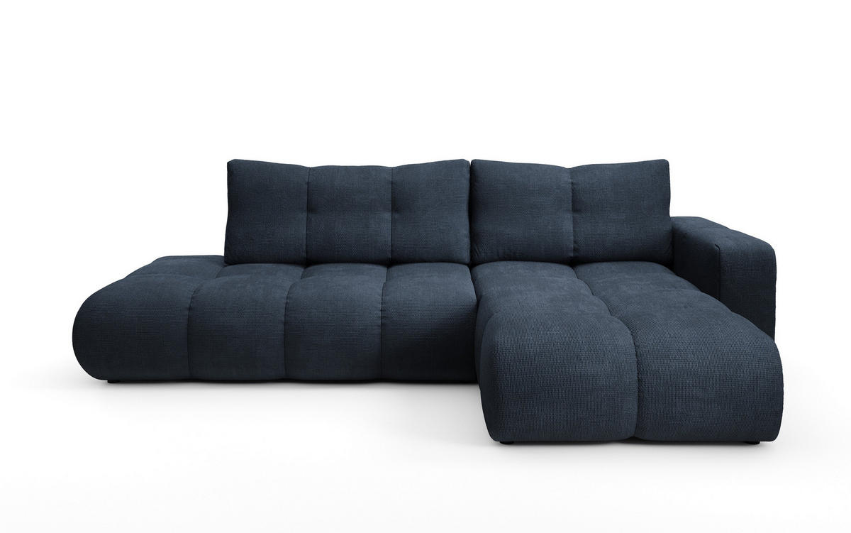 ECKSOFA DUCA R-S Dunkelblau Chenille mit Schlaffunktion - Dunkelblau, Holz (266.5/266.5cm) - MASSENO