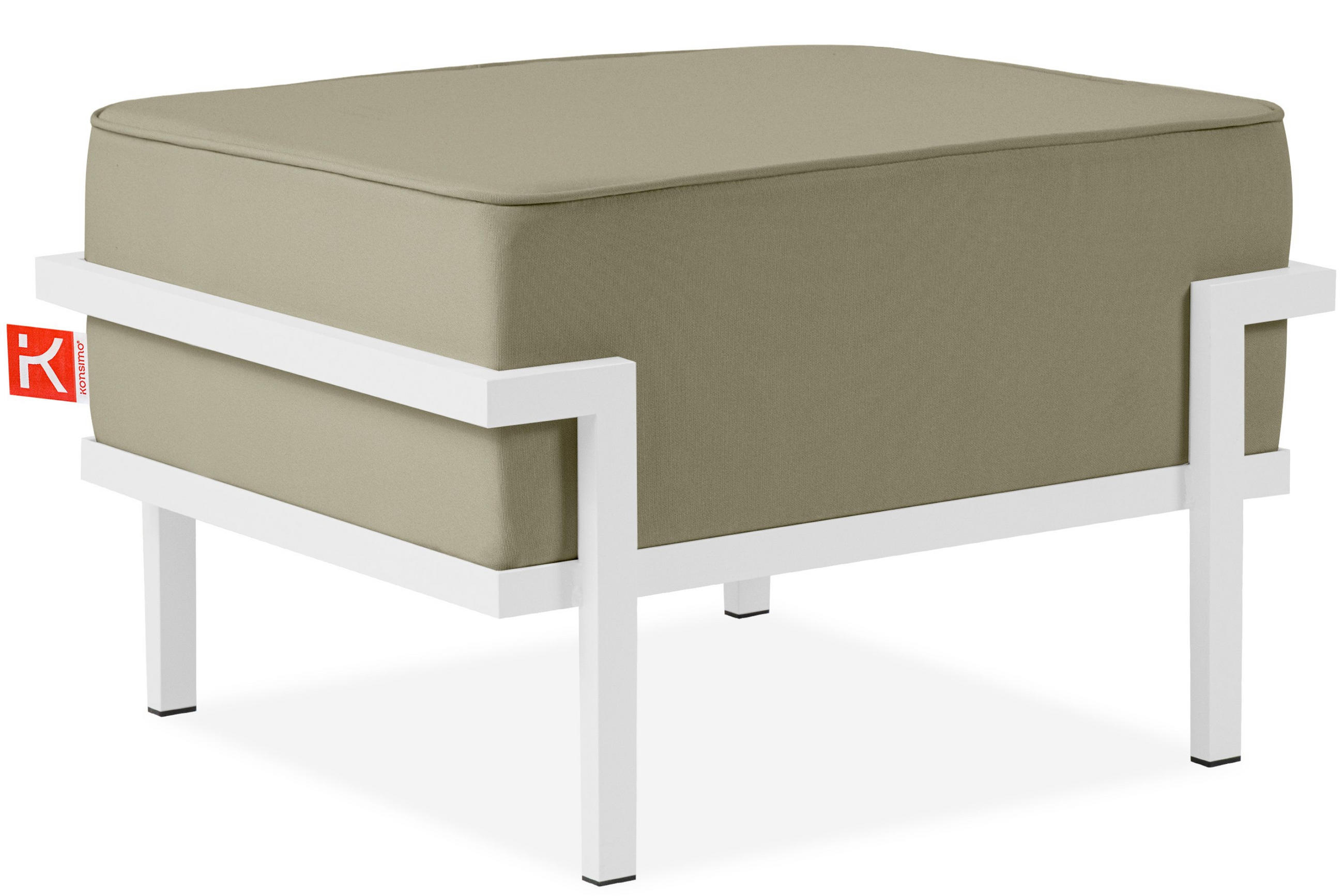 GARTENLOUNGE-HOCKER TRIGLO auf Metallfüßen, Modern, Weiß/Beige - Beige/Weiß, Textil/Metall (69/44/54cm) - KONSIMO®