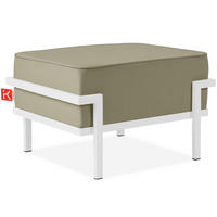 GARTENLOUNGE-HOCKER TRIGLO auf Metallfüßen, Modern, Weiß/Beige - Beige/Weiß, Textil/Metall (69/44/54cm) - KONSIMO®