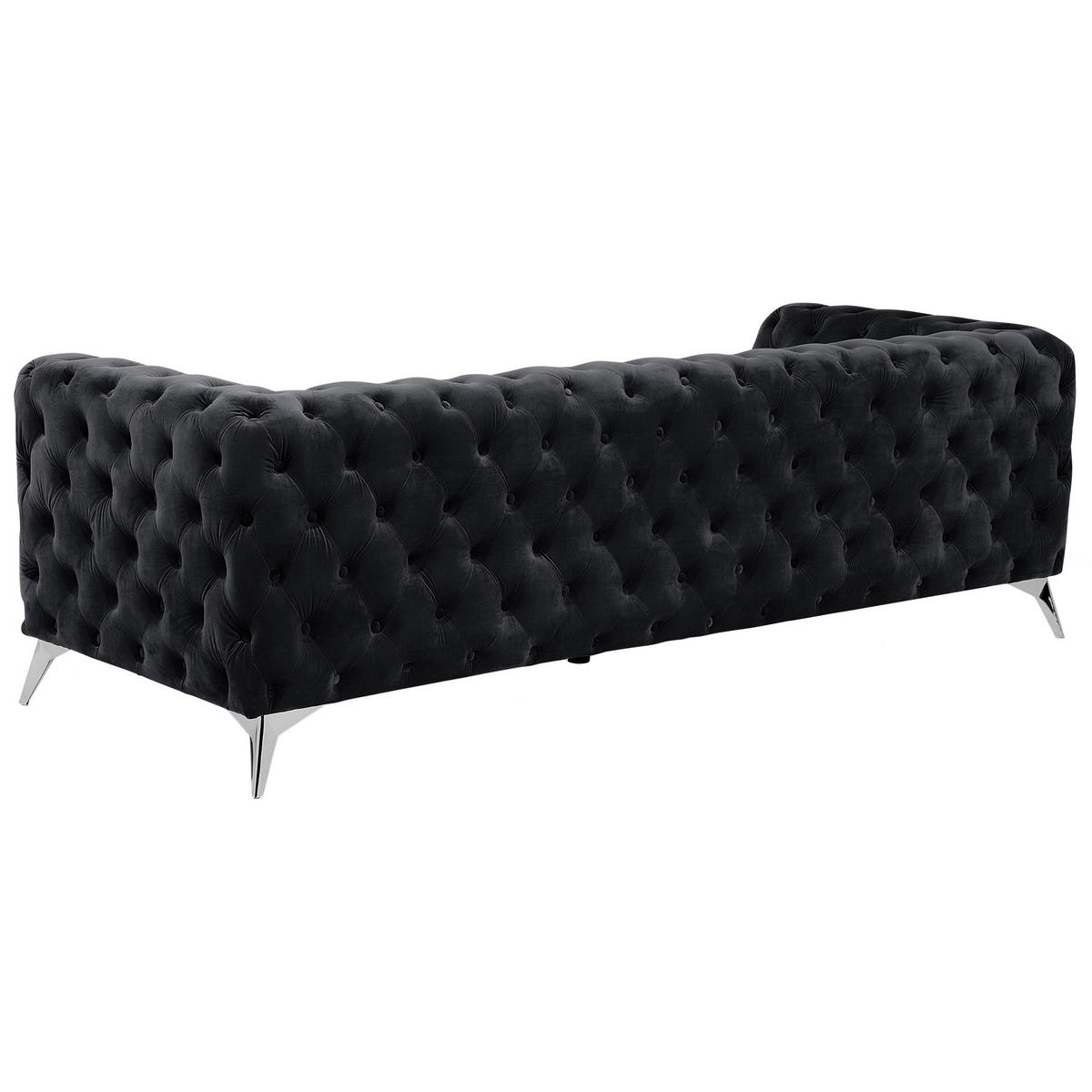 3-SITZER-SOFA Samtstoff Schwarz Sotra - Schwarz, Textil (224/70/85cm) - Beliani
