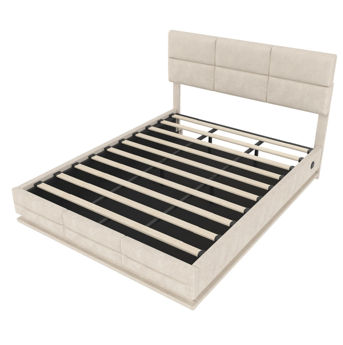 POLSTERBETT 180x200 cm in Beige mit LED-Beleuchtung, USB-Anschlüssen und Stauraum - Beige, Textil (180/200cm) - IVMEU