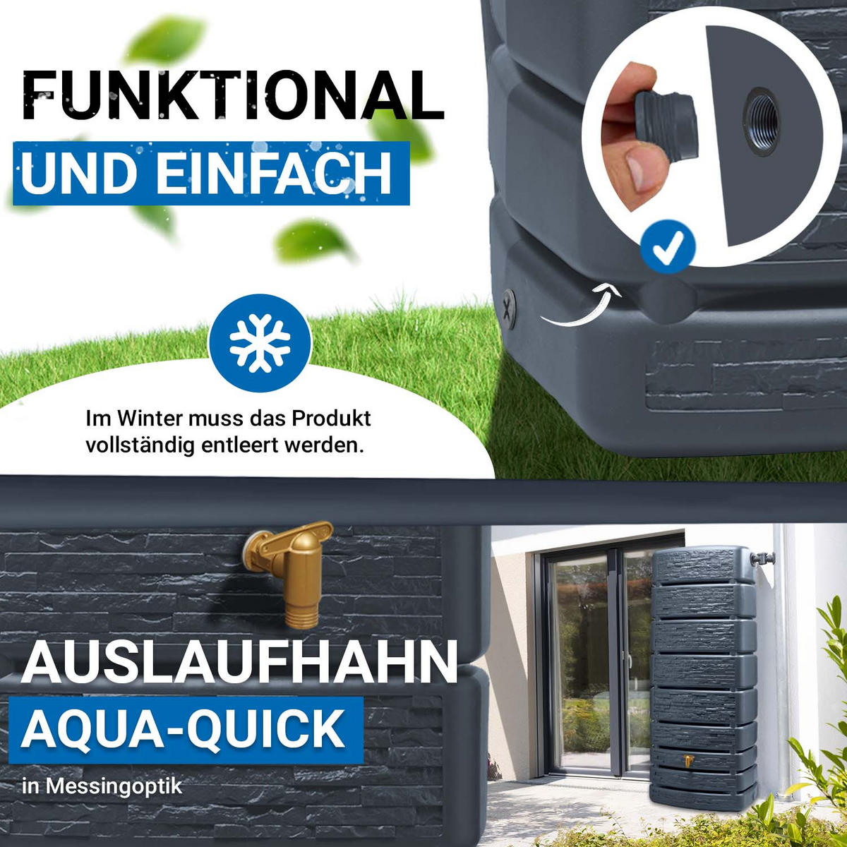 WANDTANK 500 L, graphite grey - Grau, Kunststoff (75/184/51cm) - 4rain