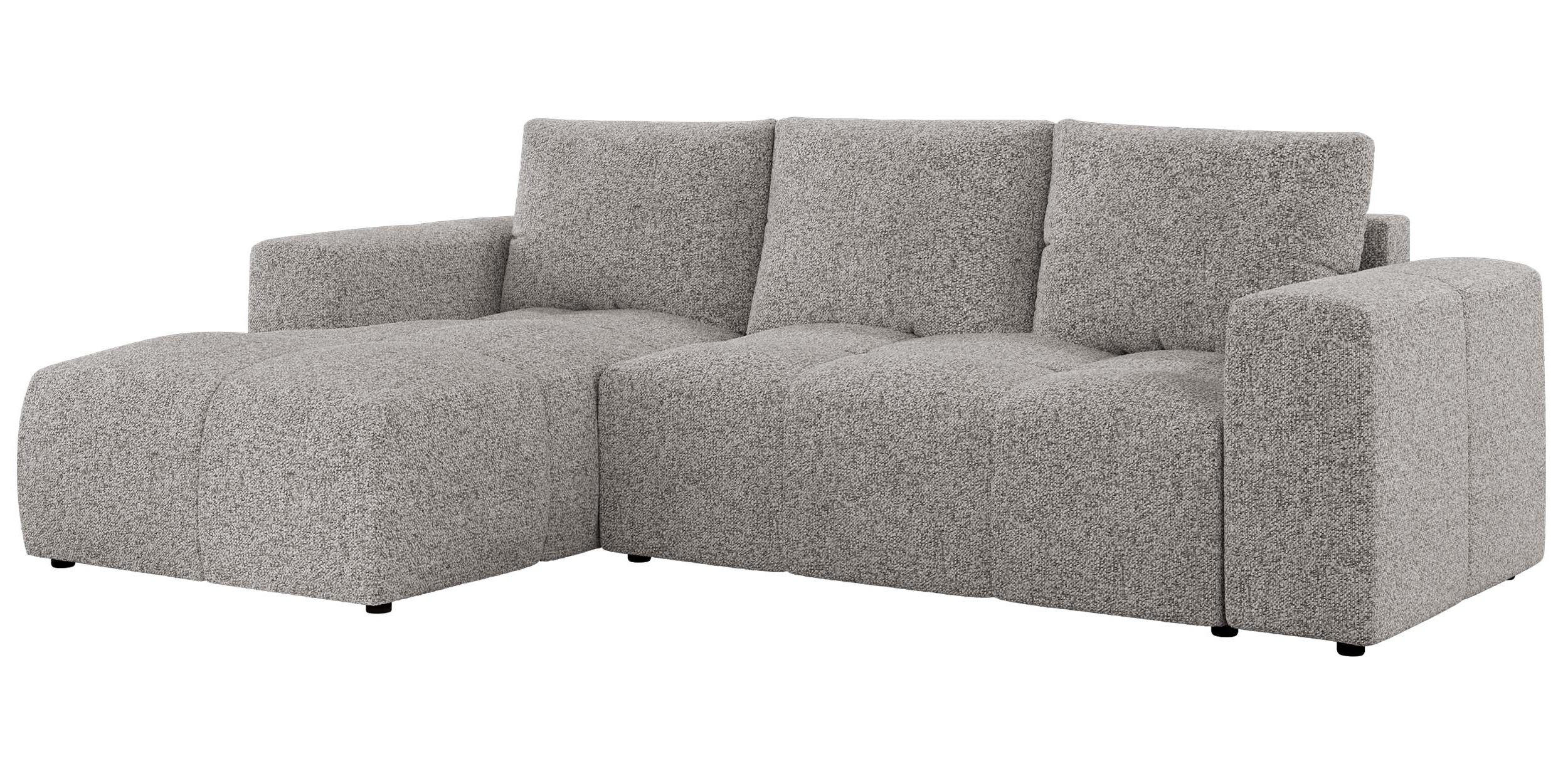 ECKSOFA MONIVA Hellgrau Strukture - Links - Hellgrau/Schwarz, Textil (164/266cm) - MKS