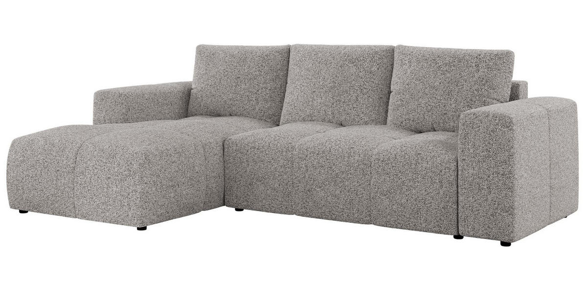 ECKSOFA MONIVA Hellgrau Strukture - Links - Hellgrau/Schwarz, Textil (164/266cm) - MKS