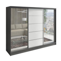 SCHWEBETÜRENSCHRANK 200 CM TOP Farbe: Graphit, Weiß - Graphitfarben/Weiß, Holzwerkstoff (200/215/60cm) - A&J MöbelLand