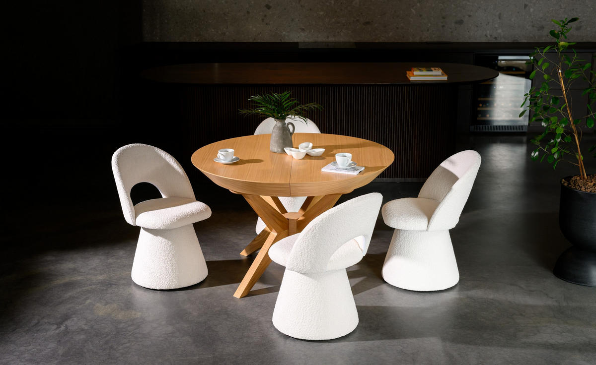 ESSTISCH OVALIS Ausziehbar 120 - 220 / 120 x 76 cm - Eichefarben, Holz (120/120/76cm) - MASSENO