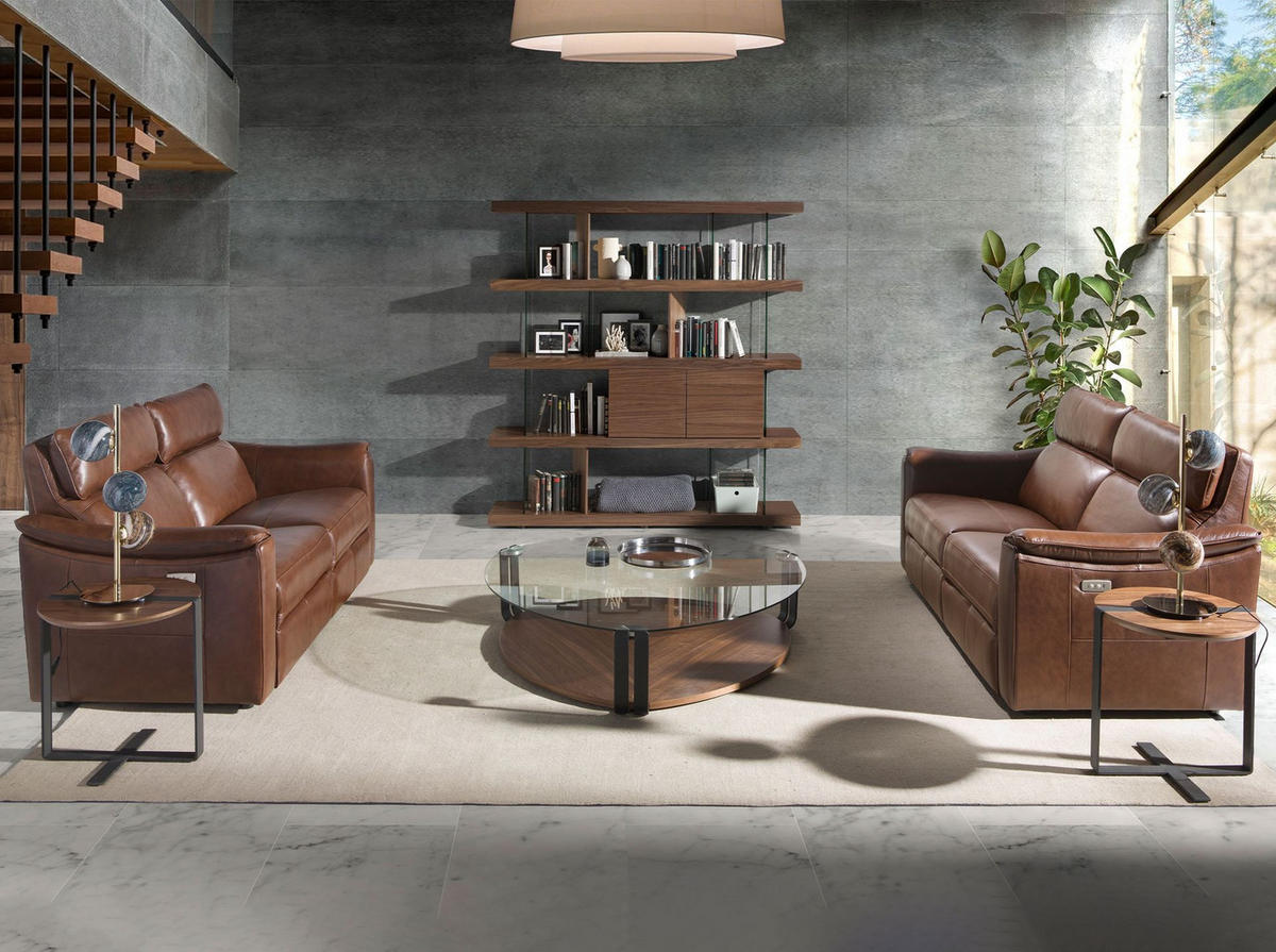 REGAL Regal aus Nussbaum und Glas 180/38/190 cm - Transparent/Walnussfarben, Glas/Holz (180/190/38cm) - ANGEL CERDA