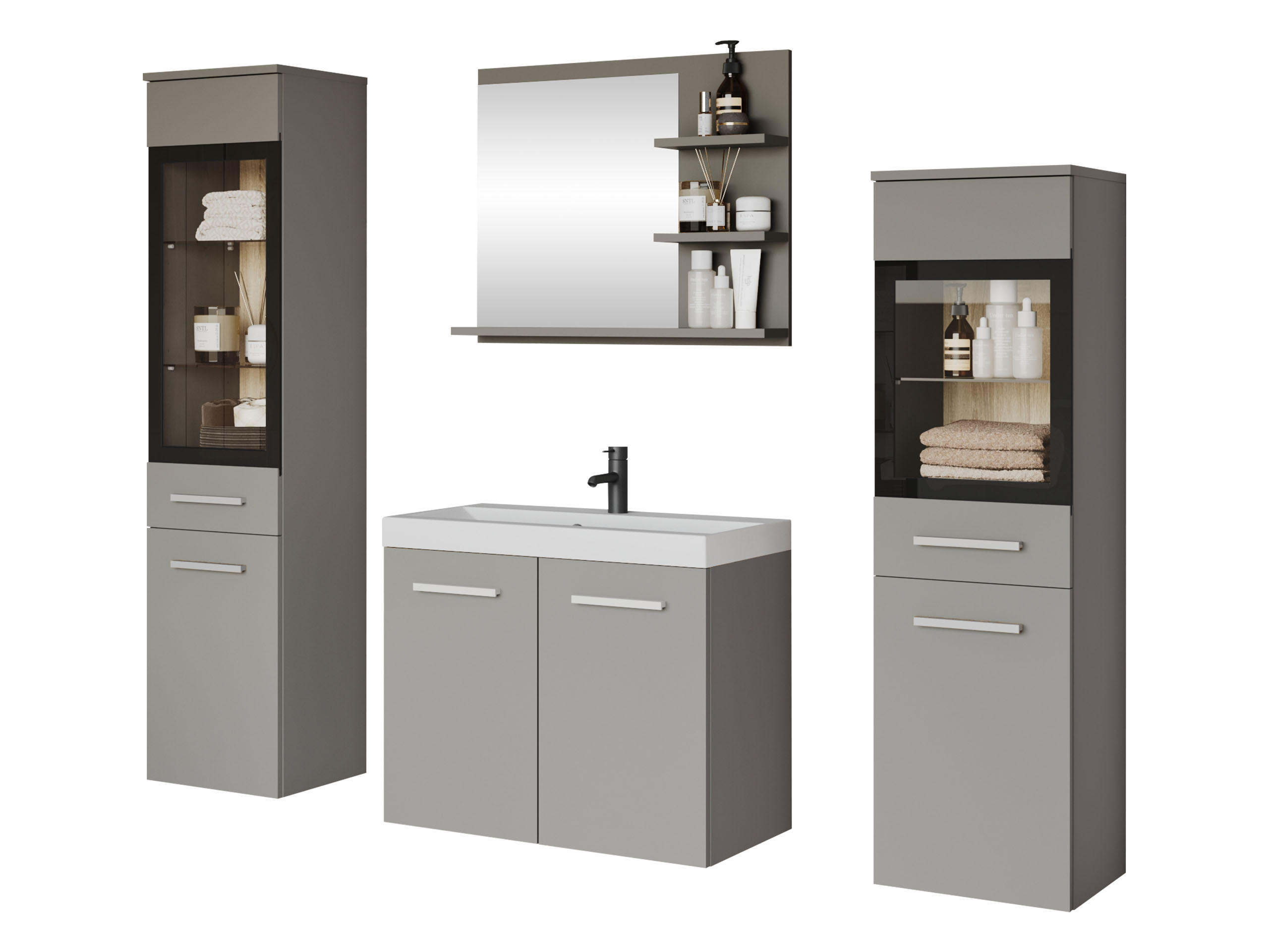 BADMÖBEL-SET Madrit I - Grau, Holzwerkstoff (30/132/30cm) - MIRJAN24