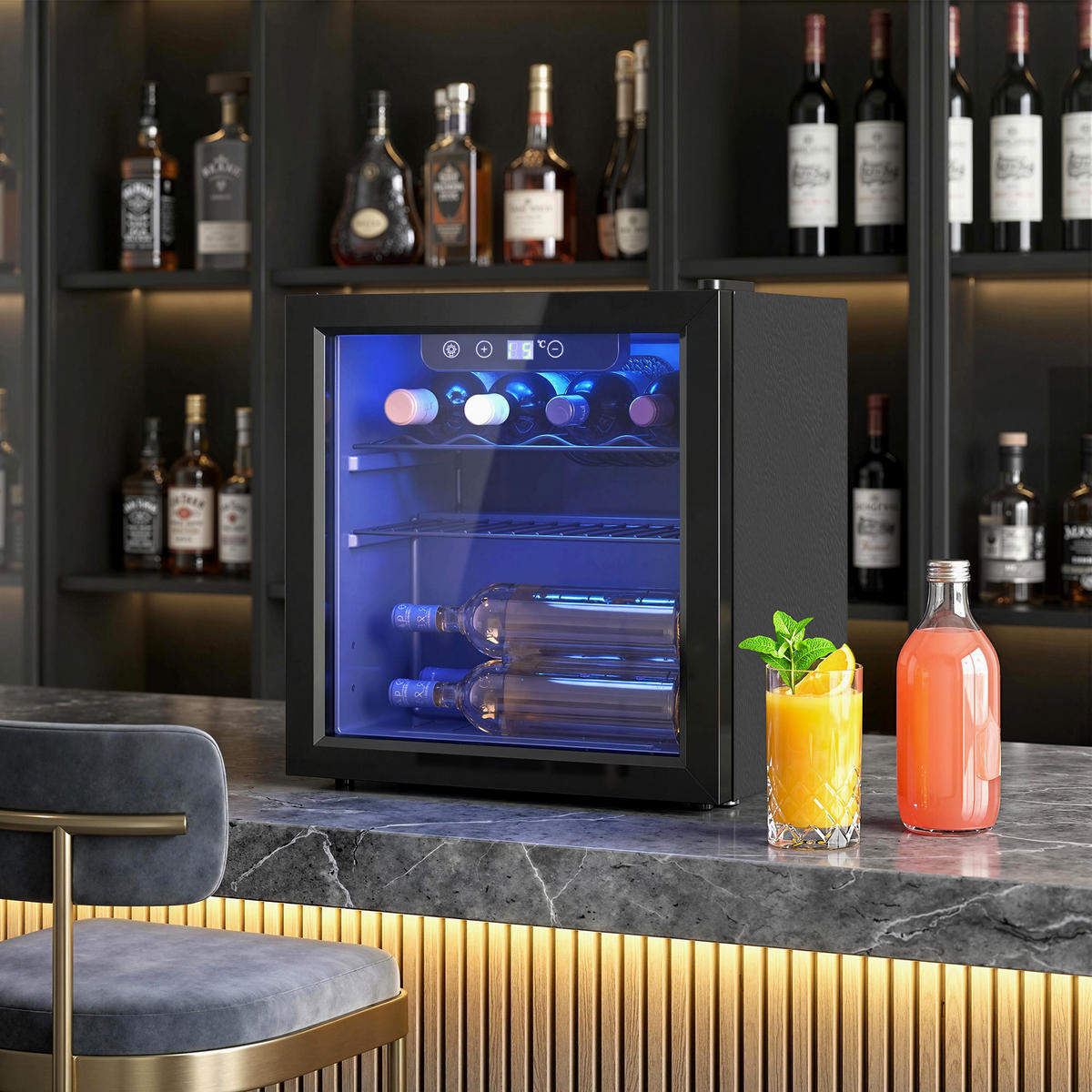 WEINKÜHLSCHRANK Stahl Schwarz - Schwarz, Metall (41.5/46.5/43cm) - HOMCOM