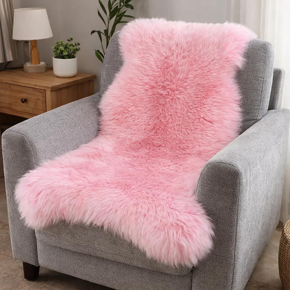 LAMMFELL Öko bunt gefärbt weich Fell Teppich Rose ca. 90 cm - Rosa, Fell (50/90cm) - Provellus