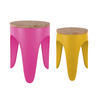 HOCKER Set Double 30/30/40.5 cm - Pink/Gelb, Metall (30/40.5/30cm) - Leitmotiv